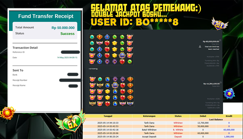 BUKTI JP MEDUSATOTO JP STARLIGHT PRINCESS RP.50.000.000 DAN 60.000.000