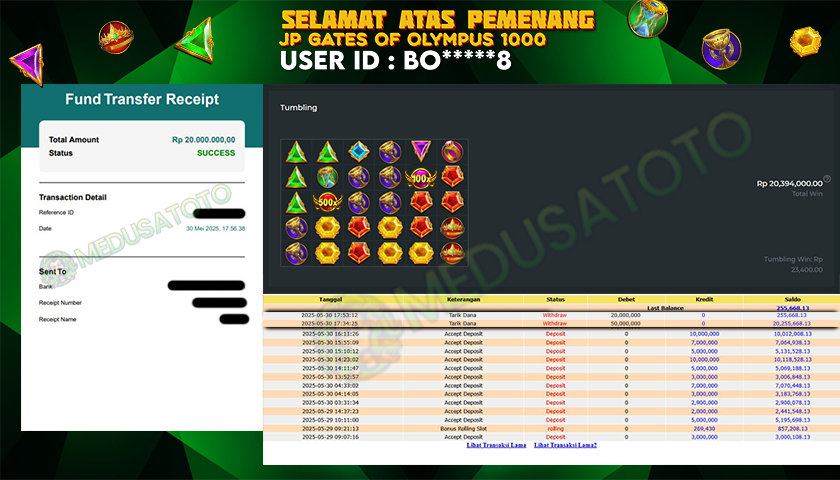 BUKTI JP MEDUSATOTO JP GATES OF OLYMPUS RP20.000.000,-