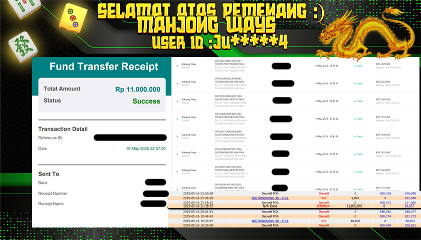 BUKTI JP MEDUSATOTO JP MAHJONG WAYS RP.11.000.000