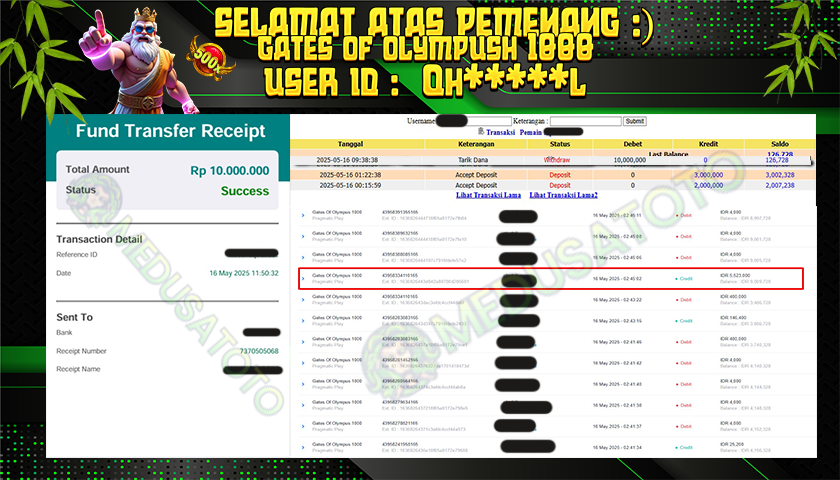 BUKTI JP MEDUSATOTO JP OLYMPUSH 1000 RP.10.000.000